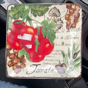 Certified International Tomato Serving Plate with Red, Green, Brown Accents
